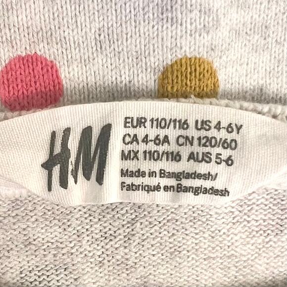 H&M Girls Gray Knit Polka Dot Crewneck Sweater 4-6Y - Picture 2 of 10